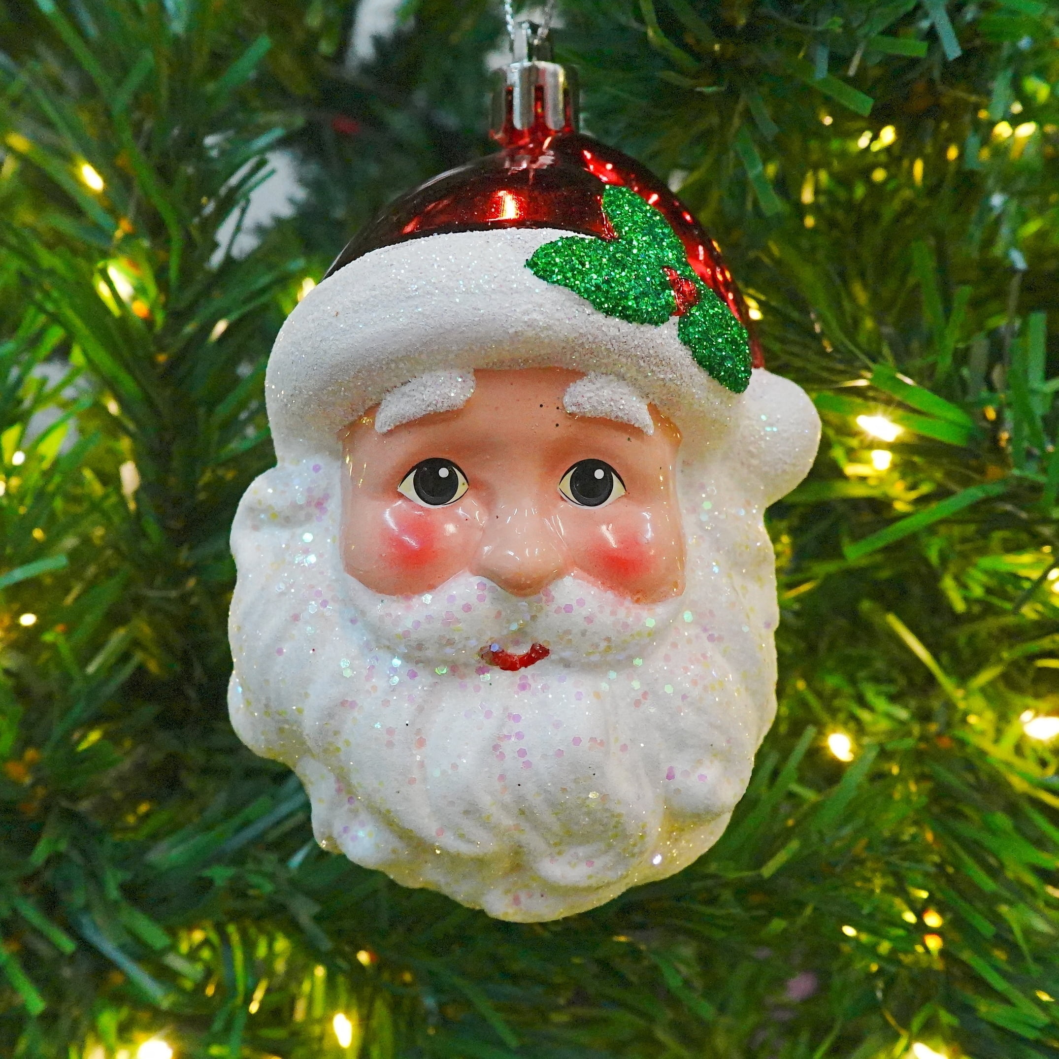 Multicolor Glitter Santa Claus Christmas Ornament, 4", by Holiday Time