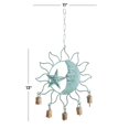 thumbnail image 3 of DecMode 13" Teal Metal Sun and Moon Windchime with Bells, 3 of 8