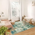 thumbnail image 3 of Moynesa 3'x5' Modern Abstract Area Rug,Washable Bedroom Rug Soft Throw Entry Mat Contemporary Faux Wool Non-Slip Stain Resistant Carpet for Living Room Kitchen Bath Office, Green, 3 of 7