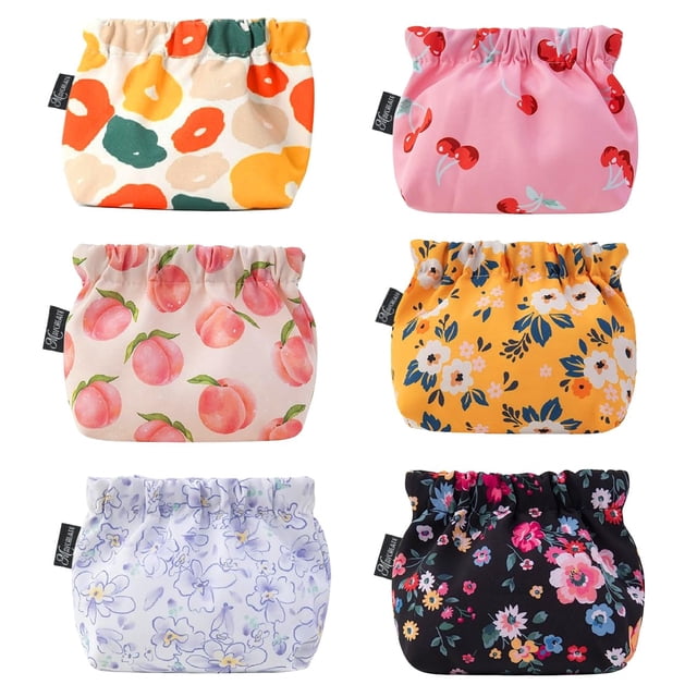 PALAY® 6 bolsas pequeñas para mujer, minibolsa de maquillaje, monedero de tela Oxford con estampado bonito, bolsa de cosméticos de bolsillo, organizador de viaje para l&a