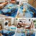 thumbnail image 6 of Gold Blue Marble Washable Area Rugs 3'x5', Luxury Gorgeous Ocean Abstract Modern Low Pile Throw Living Room Rug Non-Slip Sturdy Edge Binding Carpet for Indoor Entryway Bedside Kitchen, 6 of 9