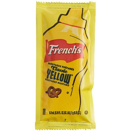 Best by May/09/2025). French's Classic Yellow Mustard 7 Gram Portion Packet - 500/Case