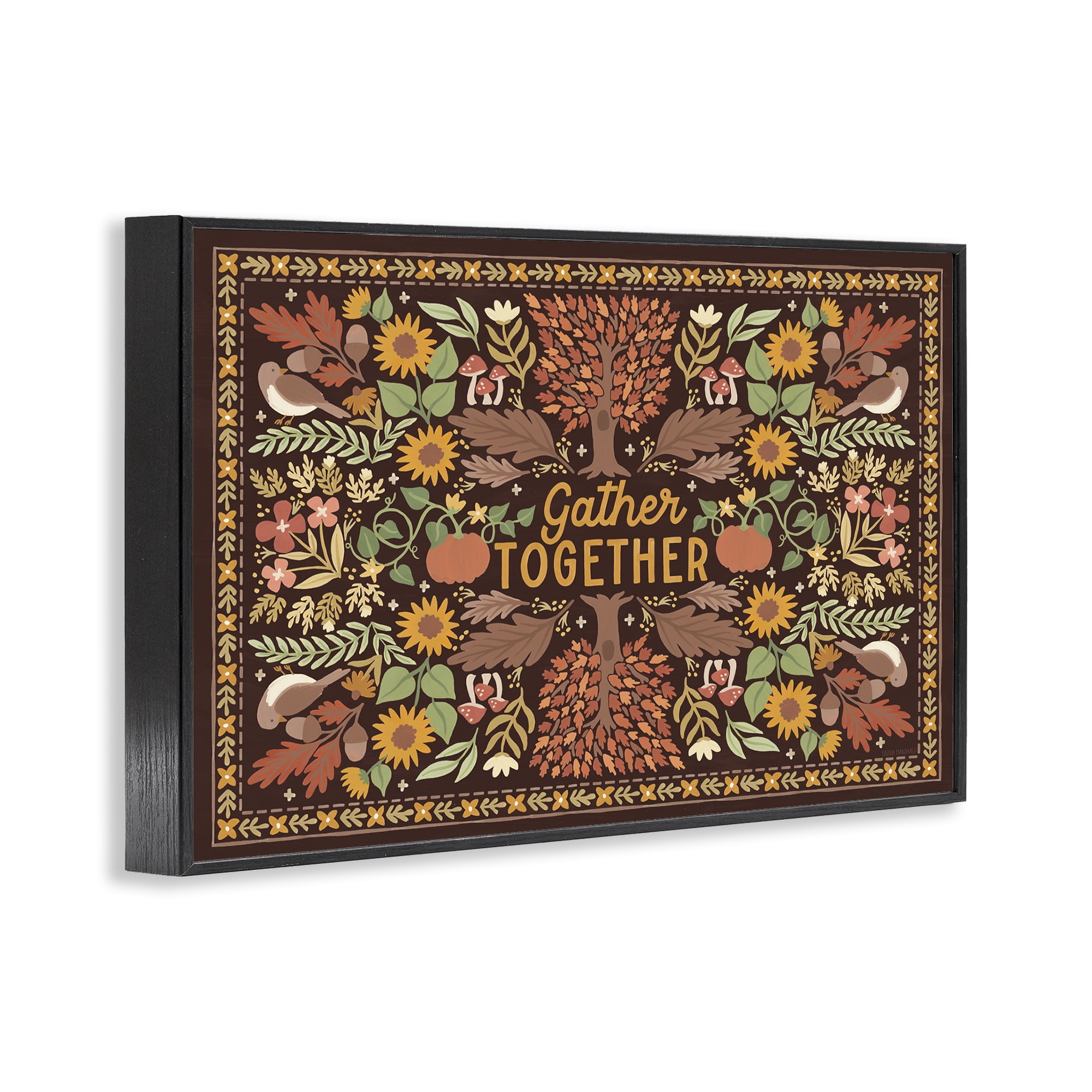 Stupell Industries Gather Together on Brown Landscape Painting Black Framed Art Prints Wall Art, 24 x 16