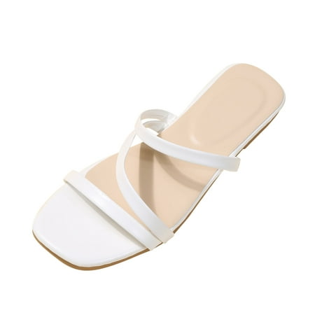 

HSMQHJWE Flat Sliders for Women Braided Slide Sandals Open Toe Cross Band Slides Slip On Flat Sandals Casual Summer Shoes