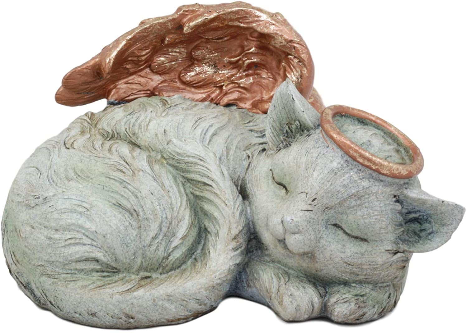 Pet Memorial Angel Cat Sleeping Cremation Urn Statue Bottom Load 30 Cubic Inch