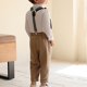 thumbnail image 4 of Odeerbi Niños 3 Pcs Caballero Traje Formal Vestido Camisa + Pantalones de Traje de Suspensión + Corbata de Palo Trajes de Boda Conjunto, 4 of 4