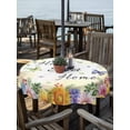 thumbnail image 2 of Outdoor Tablecloths with Umbrella Hole & Zipper, Spring Wildflowers Round Tablecloth 54 Inch, Watercolor Tulip Floral Leaf Plant Yellow Waterproof Table Cloth, Patio/Pool/Picnic Table Covers, 2 of 8