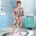 thumbnail image 5 of FORMRS Niños Bathrobe Unisex Hooded Robe Soft Plush Pajamas Sleepwear, Size 2-3T, Pink Kiwi, 5 of 7