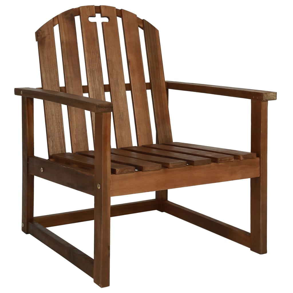 Kepooman 2 Pcs Patio Wooden Oversized Seat Lounge Chair with Backrest, Brown