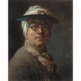 thumbnail image 2 of Jean-Baptiste-Siméon Chardin 15x18 Black Ornate Wood Framed Double Matted Museum Art Print Titled - Self-Portrait with a Visor (C. 1776), 2 of 5