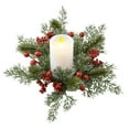 thumbnail image 1 of BotaniNest Anneau de Bougie Baie Petite Couronne de Bougie 3 Pouces Support de Bougie Central (Baies Rouges et Dorées), 1 of 6
