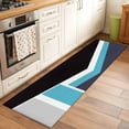 thumbnail image 3 of Black Blue Lines Washable Runner Rugs 2'x6', Geometric Abstract Black White Blue Texture Low Pile Throw Entryway Rug Non-Slip Sturdy Edge Binding Carpet for Indoor Bedside Entrance Bedside, 3 of 9
