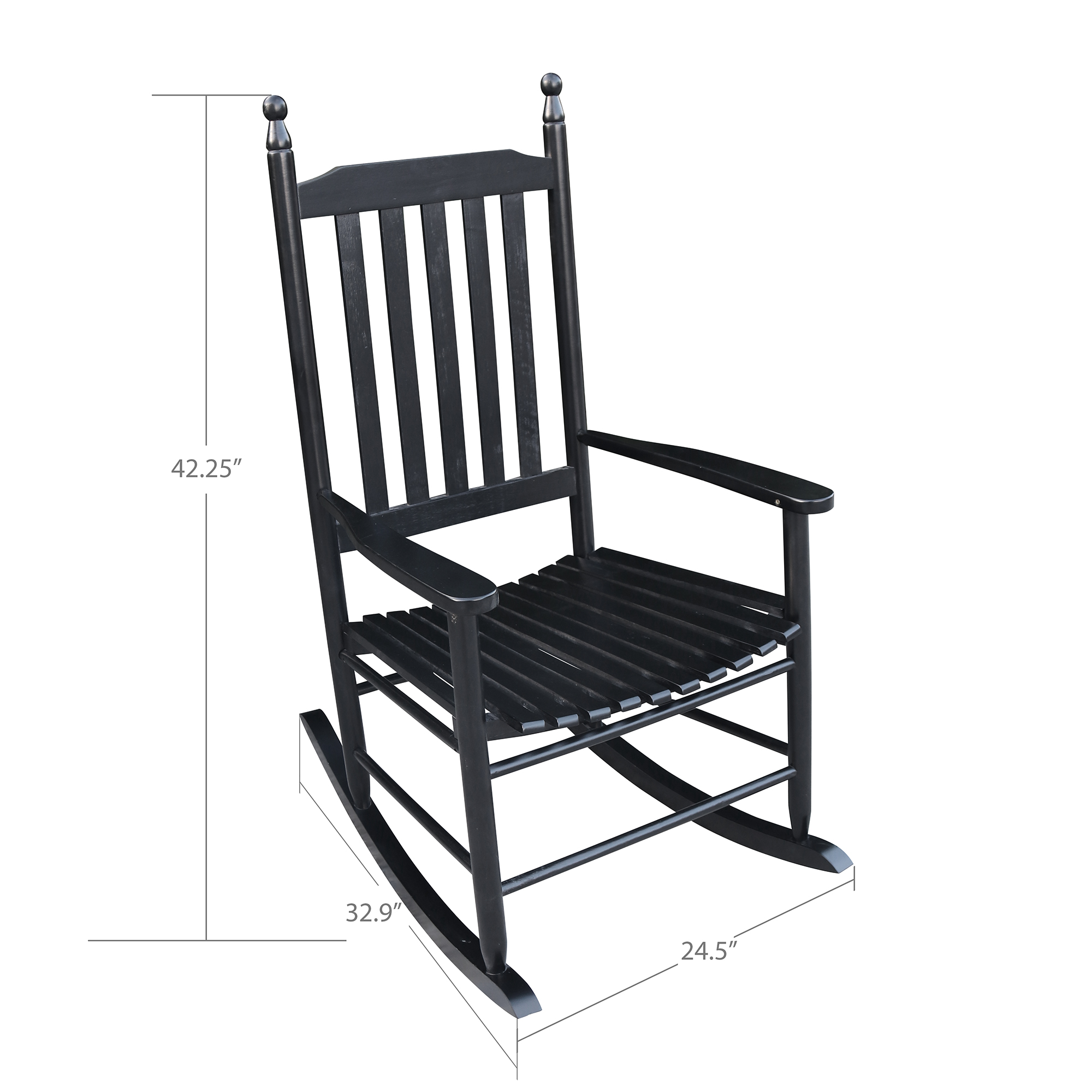 Rocking Chair for Outdoor, Wooden Patio Porch Rocker Chair with Back Support, Ergonomic Wooden Rocking Chair for Patio Porch Backyard, Rocking Bistro Chair Patio Chairs, Max 280lbs, Black, A1592 - image 2 of 7