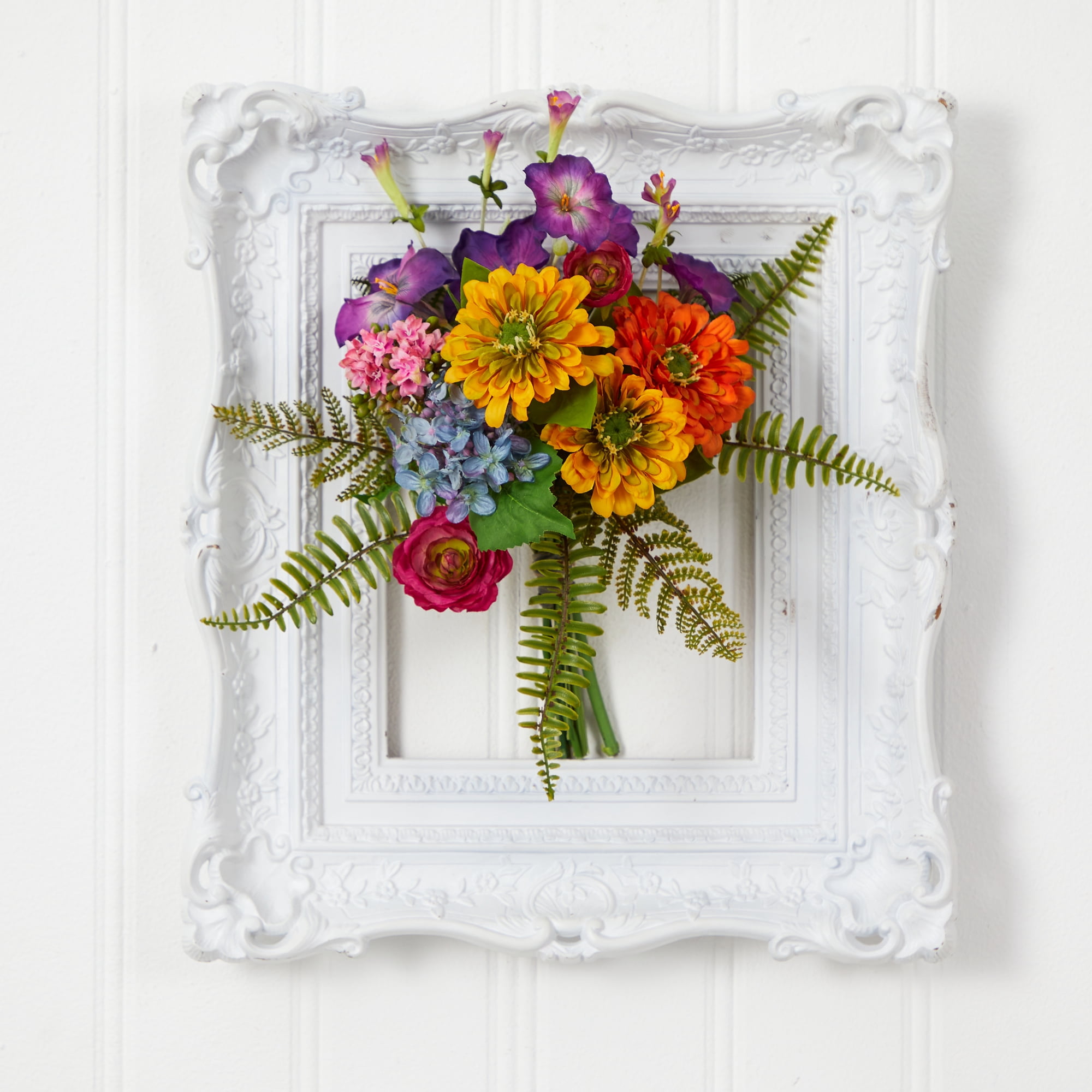 Nearly Natural 13" Artificial Mixed Flowers Bush (Set of 2)