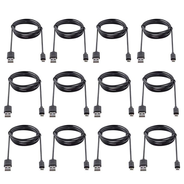 Cable micro USB Smays, cable de carga de 1 m, paquete de 12 unidades, color negro