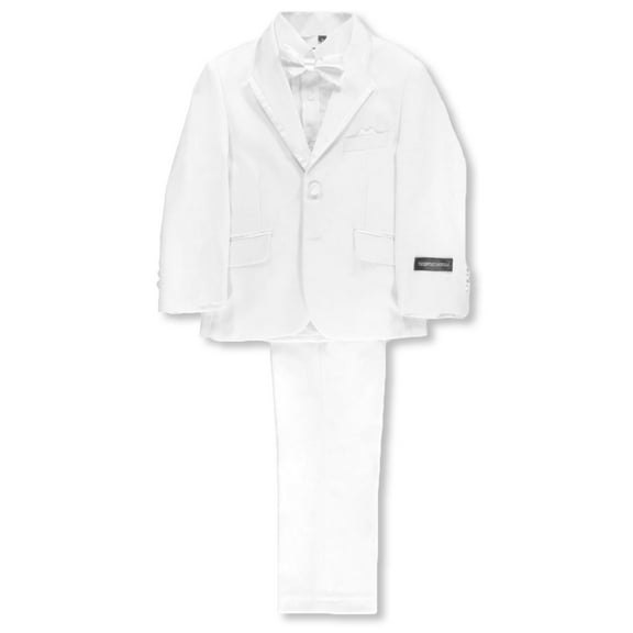 Kids World Big Boys' 5-Piece Tuxedo Suit - white, 18 (Big Boys)