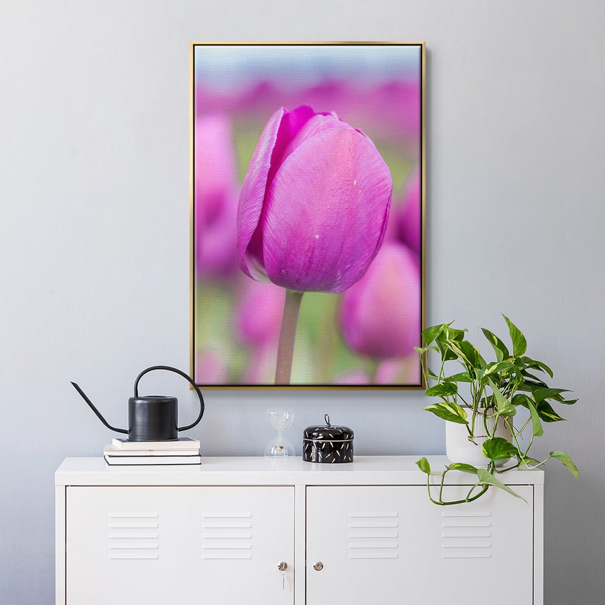 Magenta Stem Framed Premium Gallery Wrapped Canvas - Ready to Hang