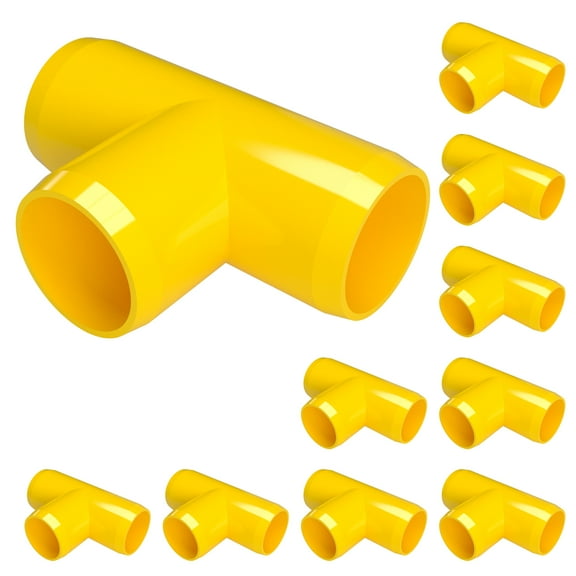 FORMUFIT PVC Fitting, Standard Tee , Furniture Grade, 1/2" Size, Yellow, 10-Pack (F012TEE-YE-10)