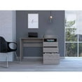thumbnail image 4 of Louisiana Writing Computer Desk with Open Shelf and 3 Drawers, Light Gray, 4 of 4