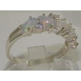 thumbnail image 3 of LBG British Made 14k White Gold Natural Opal & Diamond Womens Eternity Ring - Size 10.75 - 33 size options, 3 of 6
