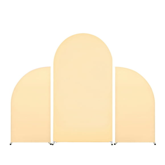Set of 3 Wedding Arch Cover Spandex Fitted Wedding Arch Stand Covers for Round Top Chiara Arch Backdrop Stands Cover for Birthday Party Ceremony Banquet Decoration 5ft+7.2ft+5ft Bchampagne Color
