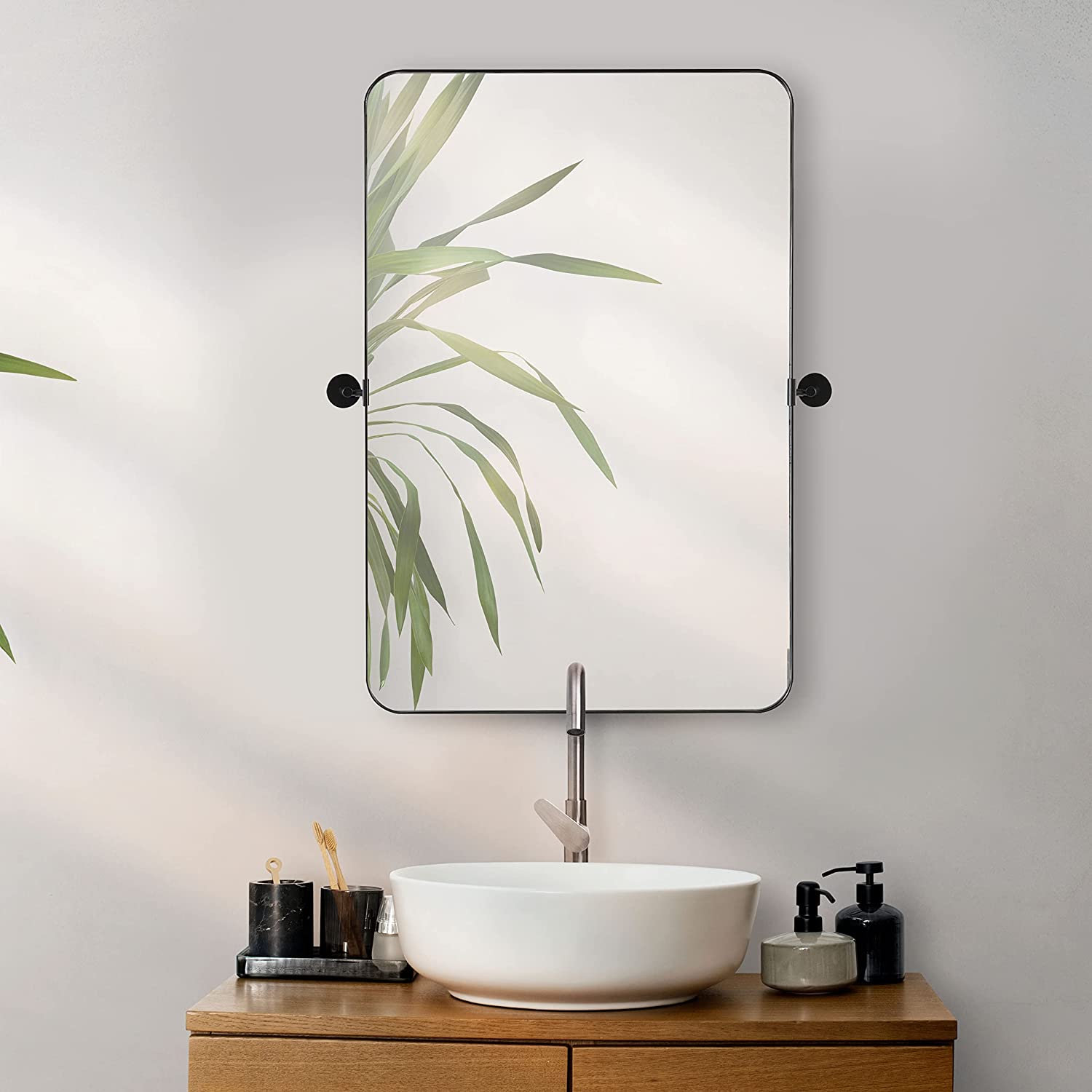 Bathroom Mirror Farmhouse Vanity Pivot Mirrors Black Frame 24\u201Dx36