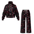 thumbnail image 5 of Xixirimido Lips Print Sweatsuits for Women Plus Size 2 Piece Outfit Long Sleeve Sweatshirt Wide Leg Sweatpants Fall Winter Fashion Lounge Set Tracksuit for Valentine's Day, Medium, 5 of 7