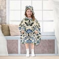 thumbnail image 7 of FORMRS Wearable Blanket Hoodie with Sleeves for Kids Cozy Flannel Sweatshirt, Blue Floral, 7 of 7