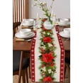 thumbnail image 4 of Red Christmas Burlap-Cotton Table Runner 70 Inches Long,Poinsettia Xmas Botanical Snowflake Farmhouse Table Runners,Outdoor Dining Tablecloths Decor for Baby Shower Party Wedding 13x70, 4 of 9