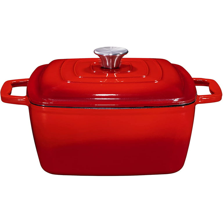  Enameled Cast Iron Casserole Braiser Pan with lid, 5-Quart  Spacious —Premium Enamel Cast Iron Pot Seafood Shallow Dutch Oven Cooking,  NEW in Stock, Orange-Sunset Color: Home & Kitchen
