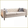 thumbnail image 6 of Modern Tufted Velvet Sofa | 84.25''W Three-Person Living Room Couch | Rolled Arms | Cream, 6 of 13