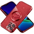 thumbnail image 5 of iPhone 13 Pro Max case, Compatible with MagSafe Luxury Glitter Bling Plating Love with Cute Heart Phone Case Full Camera Lens Protection Magnetic Case for Women Girls Back Cover(Red), 5 of 7