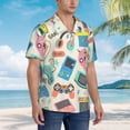 thumbnail image 5 of Balery Playing Video Games Print Men's Hawaiian Shirts Short Sleeve Beach Shirt Relaxed Fit Vacation Button Down Shirts-Large, 5 of 9