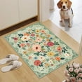 thumbnail image 2 of 2x3 Rugs for Entryway, Floral Indoor Washable Front Door Mat, Non Slip Boho Small Carpet, Soft Low Pile Throw Rug for Entrance, Bedroom, Kitchen, Laundry, Bathroom, Green, 2 of 7