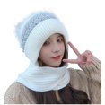 thumbnail image 2 of Clearance! Women's Scarves Knitting Thickening Hooded Scarf Winter Warm Christmas Gifts for Women Neck Warm Woolen Hooded Scarf Hat+Scarf, 2 of 3