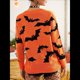 thumbnail image 4 of Suéter de Punto Jacquard de Halloween de Larga para Mujer, Cuello Redondo, para Otoño e Invierno. Naranja Rojo L, 4 of 7