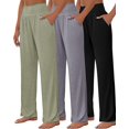 thumbnail image 3 of 3 piezas de pantalones de yoga de pierna ancha para mujer, cómodos pantalones sueltos de cintura alta, pantalones deportivos casuales, pantalones deportivos de entrenamiento, 3 of 5