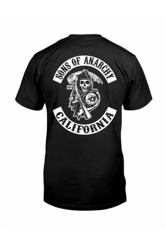 Reprint Rare Mens Sons Of Anarchy Screen Printed Black T Shirt