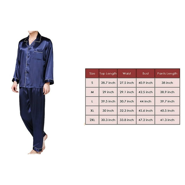 Ensemble de Nuit, Haut à Col Rabattu Manches Longues + Pantalon Long pour Hommes