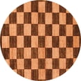 thumbnail image 1 of Ahgly Company Indoor Round Checkered Orange Modern Area Rugs, 3' Round, 1 of 4