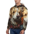 thumbnail image 3 of Pofeuu Vintage Colorful Flower Puppy Print Mens Casual Hooded Collar Drawstring Hoodies Pullover Sweatshirts Casual Long Sleeve Shirts-Medium, 3 of 7