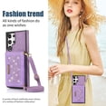 thumbnail image 4 of Tarise Galaxy S21 Ultra Wallet Case Cover for Women Men, Glitter PU Leather Crossbody Strap RFID Blocking Kickstand Magnetic Clasp Phone Case for Samsung Galaxy S21 Ultra 5G 6.8 inch 2021, Purple, 4 of 10