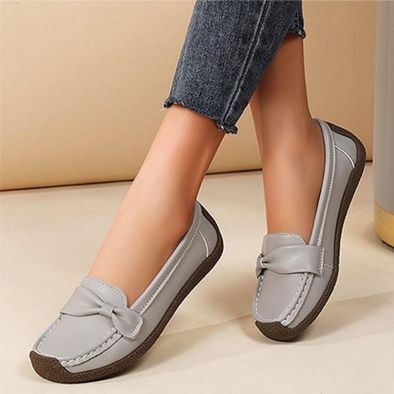 OWUUcdse Comfort Shoes for Women, Party Casual Slip-on Soft Sole Flats for Women Gray Size 7