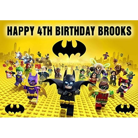 Logo Cake Decoration - LEGO BATMAN Edible Cake Topper Personalized Birthday 1/4 Sheet Decoration Custom Sheet Birthday Frosting Transfer Fondant Image