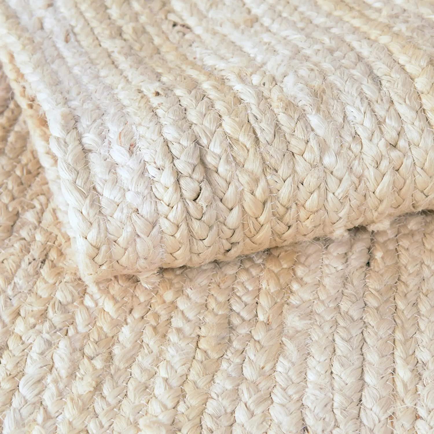 Agro Richer White Dye Rectangle Jute Area Rugs for Living, Carpet for Kitchen outdoor & Indoor (5x10" Feet)