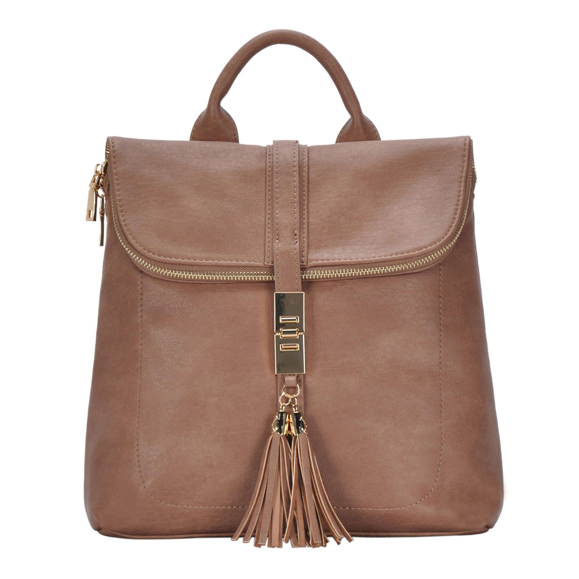 Miztique The Diana Backpack Purse for Women, Flap Over Tote Bag, Soft Vegan  Leather - Blush