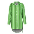 thumbnail image 5 of Ovticza Womens Button Down Shirts Casual Long Sleeve Dress Shirt Striped Print Oversized Work Blouse Top Green 2XL, 5 of 6