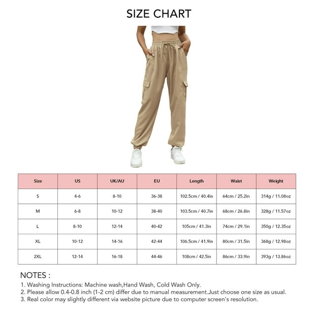 Casual Long Trousers, Women Pants Elastic Waist Skin Friendly 4 Pockets For  Outdoor Black,OD Green,Apricot 