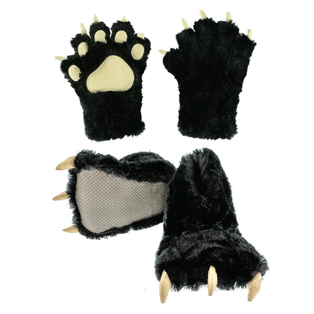 LazyOne Paw Mittens and Slippers Set, Cute Animal Accessories for Kids and Adults, Black (Small) - Walmart.com