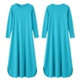 thumbnail image 4 of HBGVBA Casual Maxi Dresses for Women T Shirt Dress 3/4 Sleeve Crewneck Side Slit Pocket Loose Soft Stretchy Dress, 4 of 6